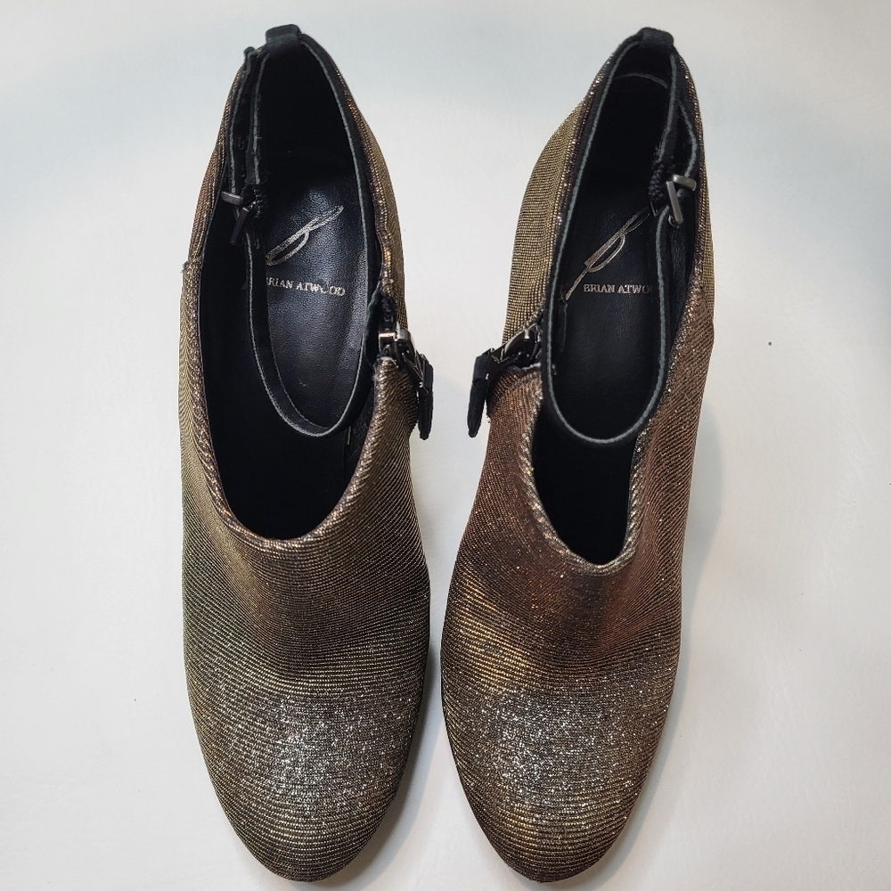 B Brian Atwood Fruitera ankle booties sparkly fabric ankle strap size 6.5 - Picture 3 of 12